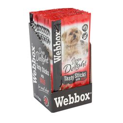 72 x Webbox Dogs Delight Tasty Beef Sticks