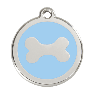Red Dingo Stainless Steel Engraved Dog Tag Bone Light Blue