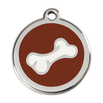 Red Dingo Stainless Steel Engraved Dog Tag Comic Bone Brown