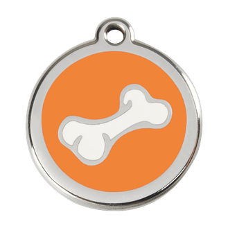 Red Dingo Stainless Steel Engraved Dog Tag Comic Bone Orange