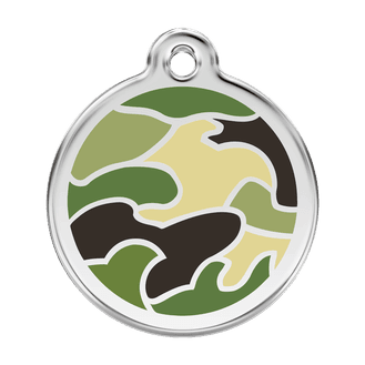 Red Dingo Stainless Steel Engraved Dog Tag Camouflage Green