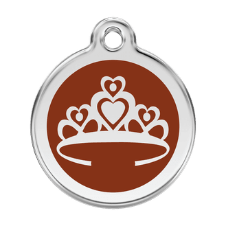 Red Dingo Stainless Steel Engraved Dog Tag Crown Brown