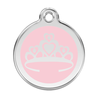 Red Dingo Stainless Steel Engraved Dog Tag Crown Pink