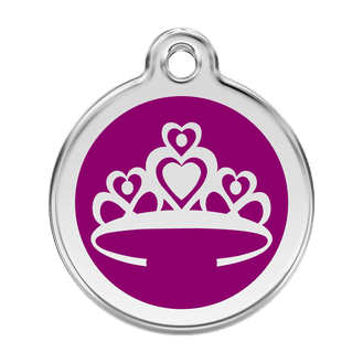 Red Dingo Stainless Steel Engraved Dog Tag Crown Purple