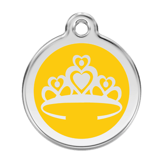 Red Dingo Stainless Steel Engraved Dog Tag Crown Yellow