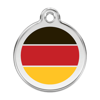 Red Dingo Stainless Steel Engraved Dog Tag German Flag Red