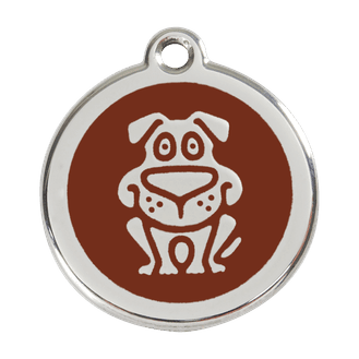 Red Dingo Stainless Steel Engraved Dog Tag Dog Brown