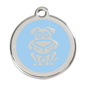 Red Dingo Stainless Steel Engraved Dog Tag Dog Light Blue
