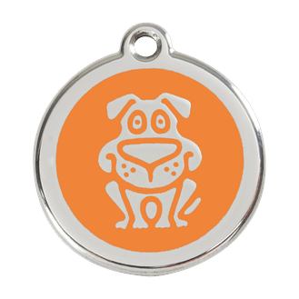 Red Dingo Stainless Steel Engraved Dog Tag Dog Orange