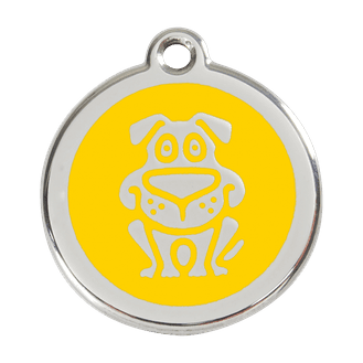 Red Dingo Stainless Steel Engraved Dog Tag Dog Yellow