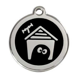 Red Dingo Stainless Steel Engraved Dog Tag Dog House Black
