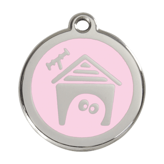 Red Dingo Stainless Steel Engraved Dog Tag Dog House Pink