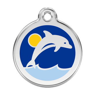 Red Dingo Stainless Steel Engraved Dog Tag Dolphin Navy