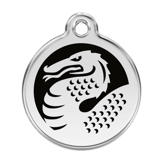 Red Dingo Stainless Steel Engraved Dog Tag Dragon Black