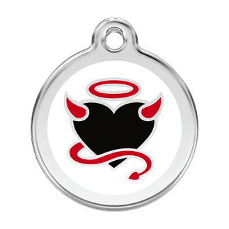 Red Dingo Stainless Steel Engraved Dog Tag Devil White