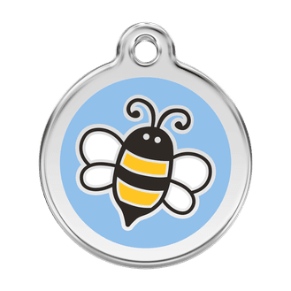 Red Dingo Stainless Steel Engraved Dog Tag Bumble Bee Light Blue