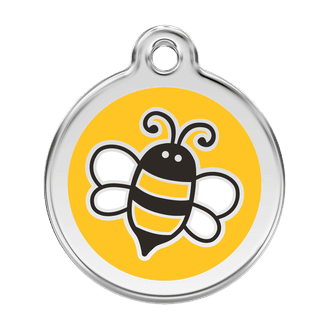 Red Dingo Stainless Steel Engraved Dog Tag Bumble Bee Yellow