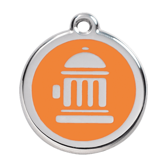 Red Dingo Stainless Steel Engraved Dog Tag Fire Hydrant Orange