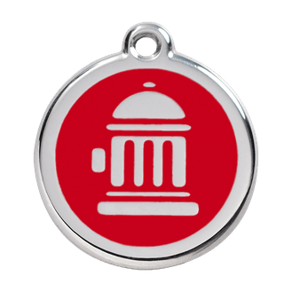 Red Dingo Stainless Steel Engraved Dog Tag Fire Hydrant Red