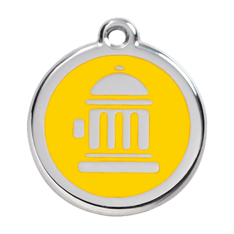 Red Dingo Stainless Steel Engraved Dog Tag Fire Hydrant Yellow