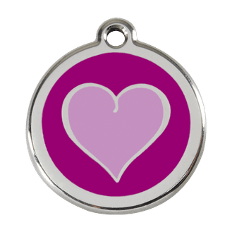 Red Dingo Stainless Steel Engraved Dog Tag Heart Purple Purple