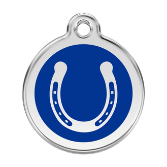 Red Dingo Stainless Steel Engraved Dog Tag Horse Shoe Navy