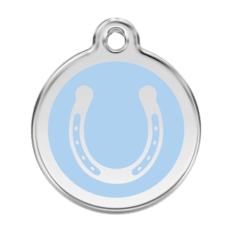 Red Dingo Stainless Steel Engraved Dog Tag Horse Shoe Light Blue