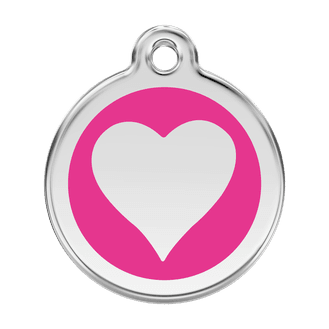 Red Dingo Stainless Steel Engraved Dog Tag Heart Hot Pink