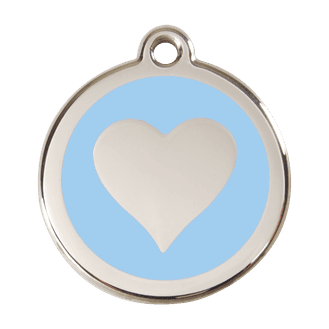 Red Dingo Stainless Steel Engraved Dog Tag Heart Light Blue