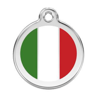 Red Dingo Stainless Steel Engraved Dog Tag Italian Flag White