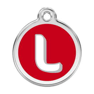 Red Dingo Stainless Steel Engraved Dog Tag Alphabet Tag Letter L Red