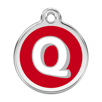 Red Dingo Stainless Steel Engraved Dog Tag Alphabet Tag Letter Q Red