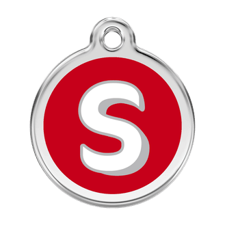 Red Dingo Stainless Steel Engraved Dog Tag Alphabet Tag Letter S Red