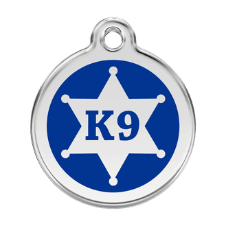 Red Dingo Stainless Steel Engraved Dog Tag Sheriff Navy