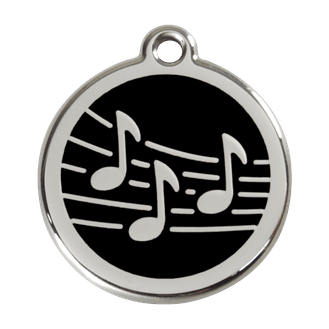 Red Dingo Stainless Steel Engraved Dog Tag Music Black