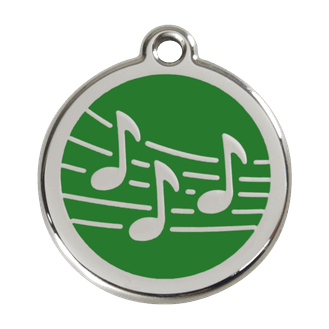 Red Dingo Stainless Steel Engraved Dog Tag Music Green