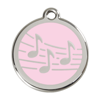 Red Dingo Stainless Steel Engraved Dog Tag Music Pink