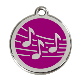 Red Dingo Stainless Steel Engraved Dog Tag Music Purple