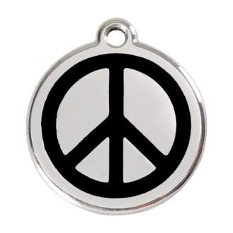 Red Dingo Stainless Steel Engraved Dog Tag Peace Black