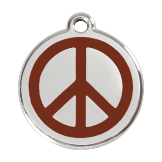 Red Dingo Stainless Steel Engraved Dog Tag Peace Brown