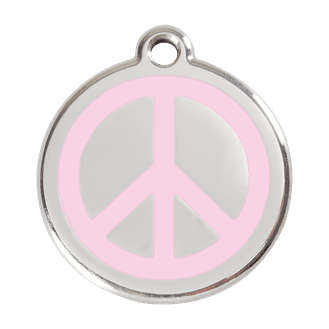 Red Dingo Stainless Steel Engraved Dog Tag Peace Pink