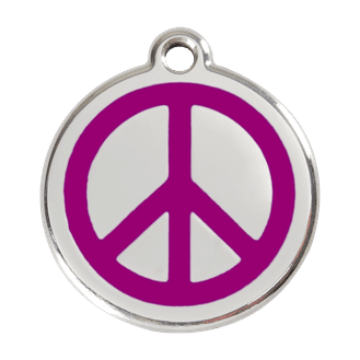 Red Dingo Stainless Steel Engraved Dog Tag Peace Purple