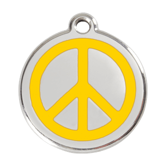 Red Dingo Stainless Steel Engraved Dog Tag Peace Yellow