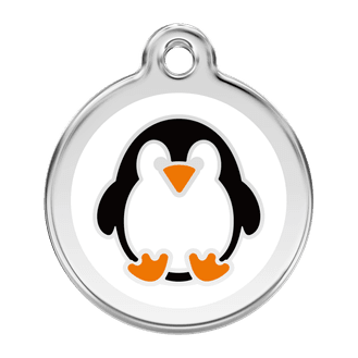 Red Dingo Stainless Steel Engraved Dog Tag Penguin