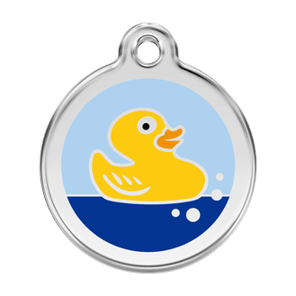 Red Dingo Stainless Steel Engraved Dog Tag Rubber Duck Light Blue