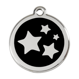 Red Dingo Stainless Steel Engraved Dog Tag Stars Black