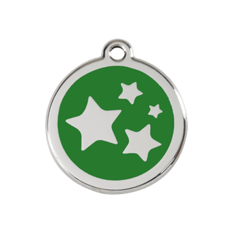 Red Dingo Stainless Steel Engraved Dog Tag Stars Green
