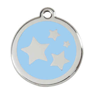 Red Dingo Stainless Steel Engraved Dog Tag Stars Light Blue