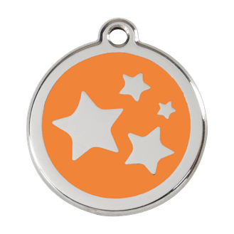Red Dingo Stainless Steel Engraved Dog Tag Stars Orange