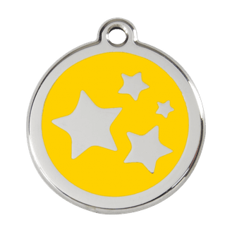 Red Dingo Stainless Steel Engraved Dog Tag Stars Yellow